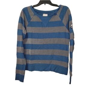 Roxy Teal & Gray Striped Pullover Round Neck Long Sleeve Sweater Size XL